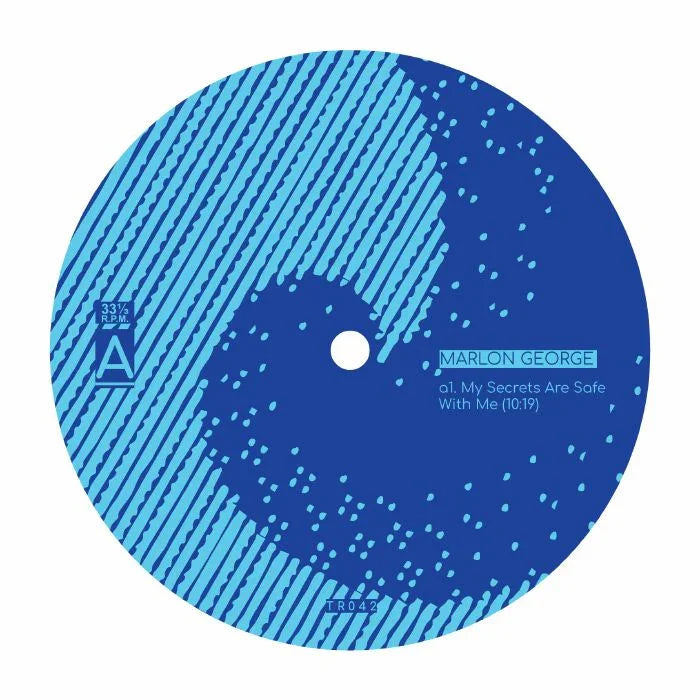 Vinyl record label with blue and white design and text