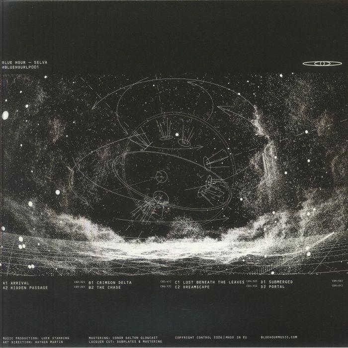 Album cover with abstract design and text on a black background