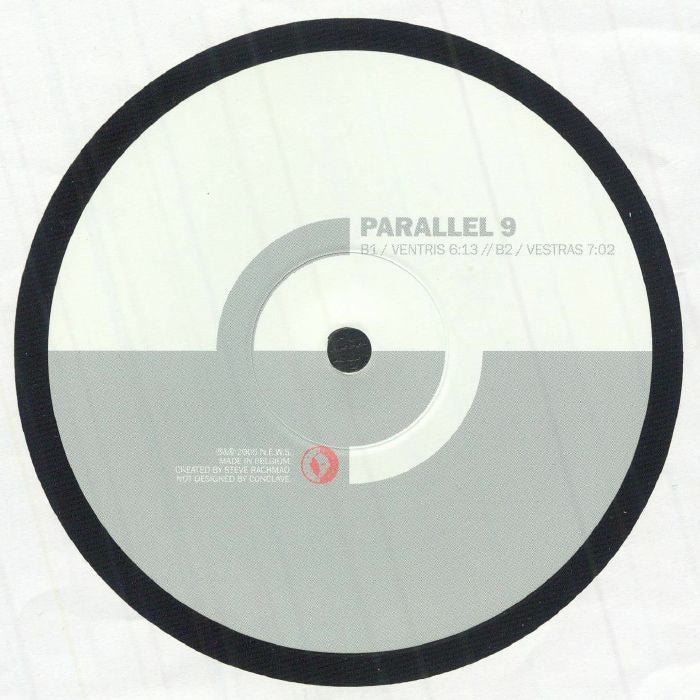 Vinyl record with 'Parallel 9' branding on a white background