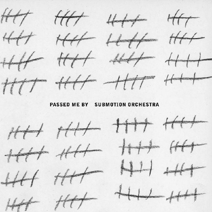 Album cover with text 'Passed Me By' by Submotion Orchestra on a patterned background.