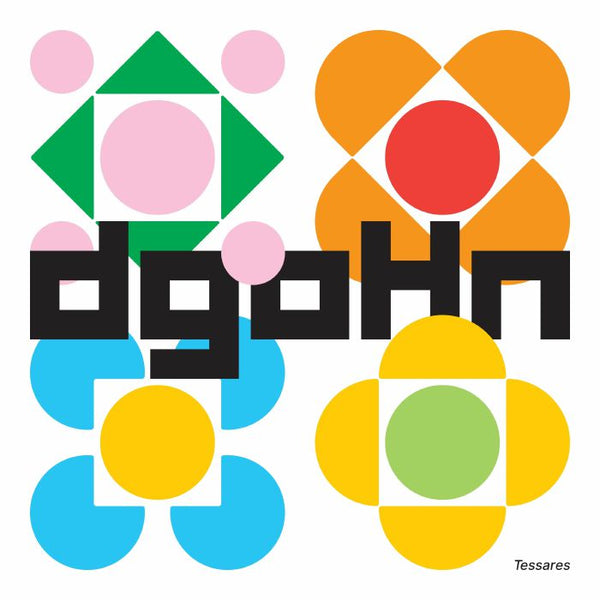Colorful geometric design with 'dgohn' text on a white background