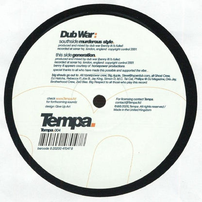 DUB WAR - Murderous Style (12")