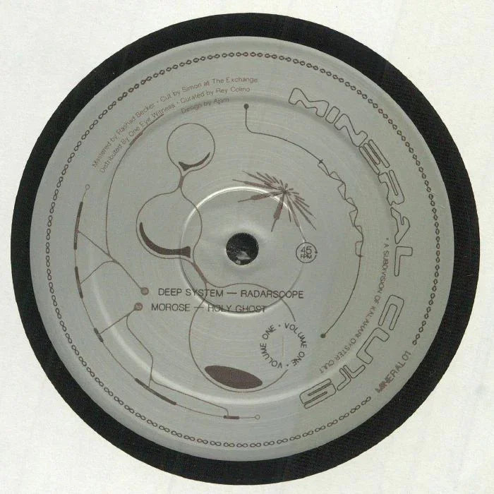 Mineral Cuts vinyl record with abstract design and tracklist by Deep System and Morose