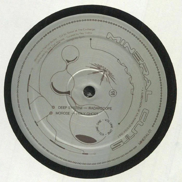 Mineral Cuts vinyl record with abstract design and tracklist by Deep System and Morose