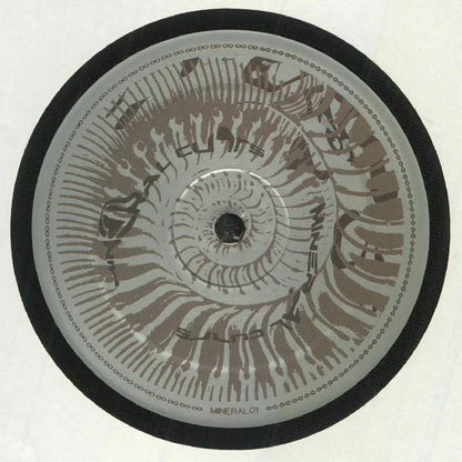Vinyl record with abstract spiral artwork and MINERAL01 label on center.