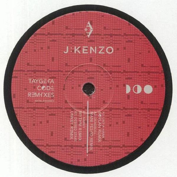 J:Kenzo Taygeta Code Remixes vinyl record with red geometric label design