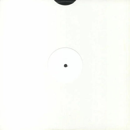 White label vinyl record in plain white sleeve, minimal design, electronic music LP