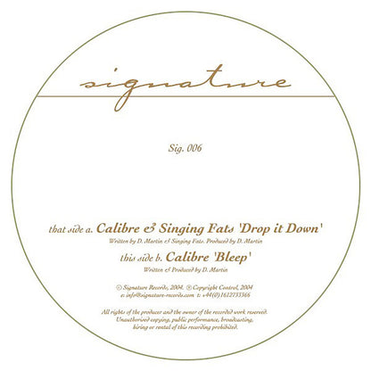 CALIBRE - Drop It Down (feat. SINGING FATS) / Bleep
