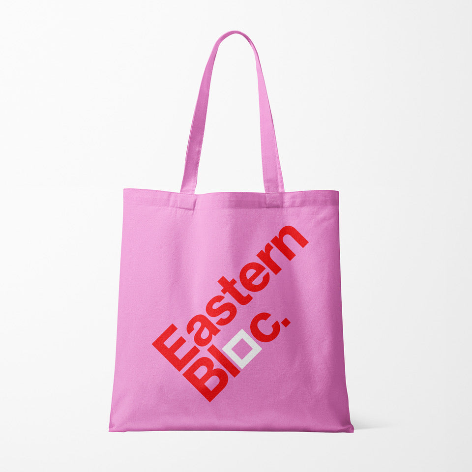 TOTE BAG | Light Pink | Pink Text | White Square