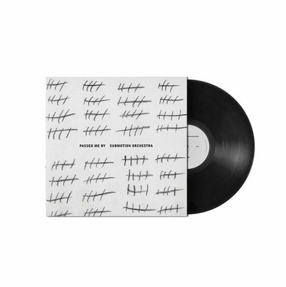Vinyl record with a patterned cover on a white background
