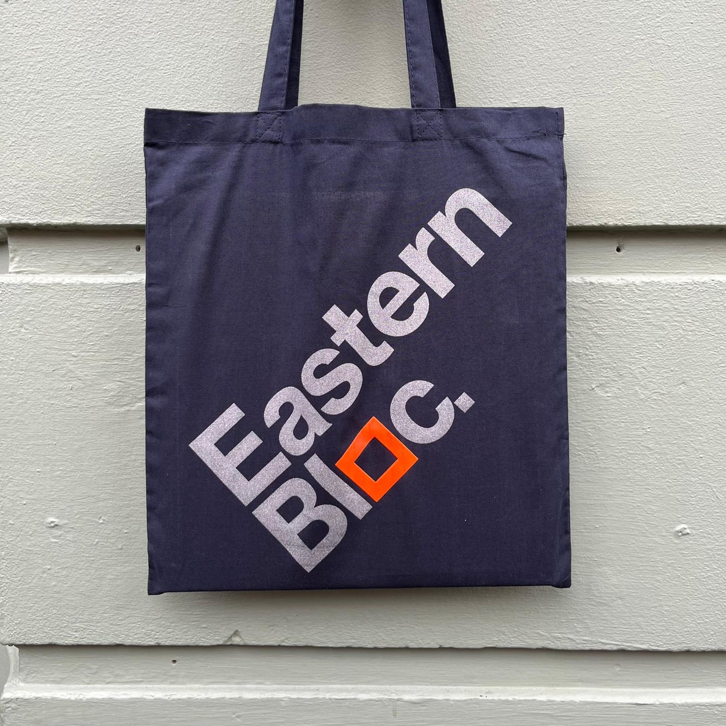 TOTE BAG | Navy | Grey Text | Orange Square