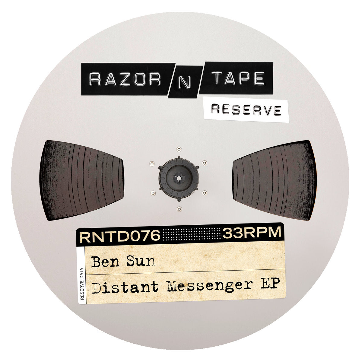 Razor N Tape Reserve vinyl record label for Ben Sun's Distant Messenger EP, 33 RPM
