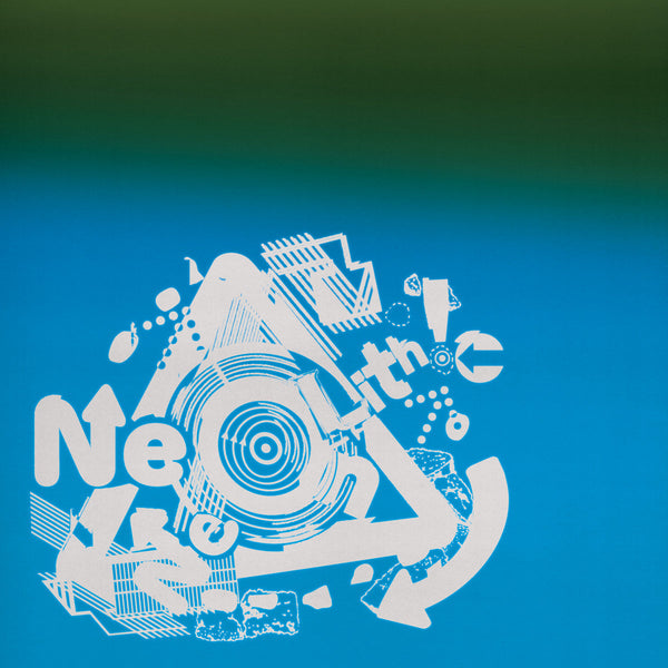 White abstract design on a blue background