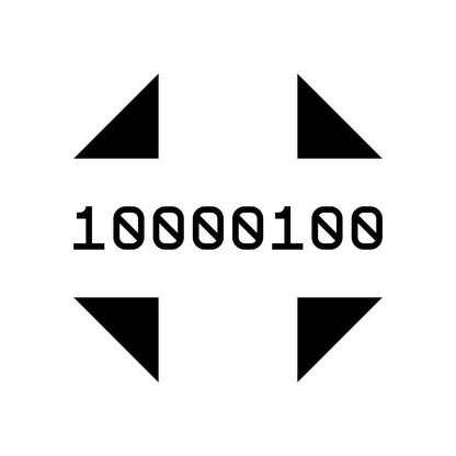 Digital representation of a face with triangle eyes and a line mouth on a white background