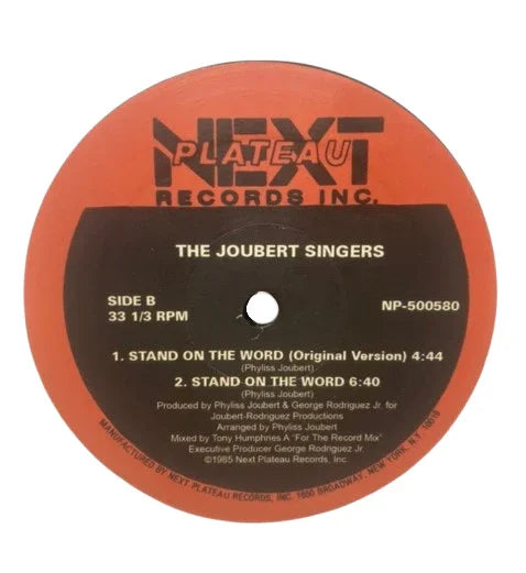 The Joubert Singers Stand On The Word vinyl record label, Side B, Next Plateau Records